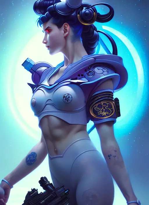 Image similar to sailormoon with tattoos wearing tactical gear, intricate lights, bio luminescent, plasma, by ruan jia and artgerm and range murata and wlop and ross tran and william - adolphe bouguereau and beeple. key art. fantasy illustration. award winning, artstation, intricate details, realistic, hyperdetailed, 8 k resolution.