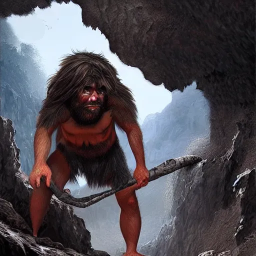 Image similar to Mrbeast as a cave man , digital art , hyperdetailed , trending on artstation , matte painting , CGSociety , pinterest