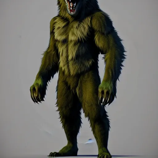 Image similar to cute handsome cuddly werewolf from van helsing unreal engine hyperreallistic render 8k character concept art masterpiece green