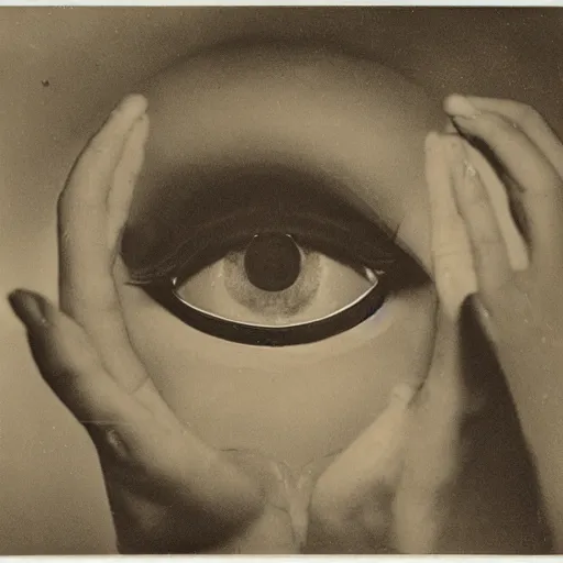 Prompt: The ‘Naive Oculus’ by Man Ray, auction catalogue photo, private collection, on display from the estate of Max Ernst