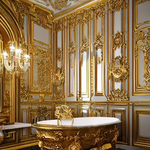 Image similar to baroque bathroom with gold toilet