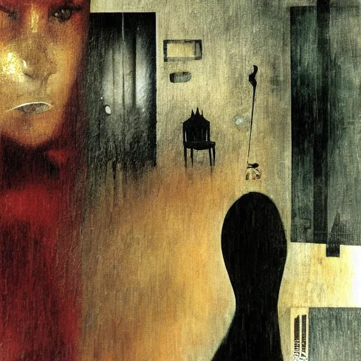 Image similar to Inside on a rainy day, by Dave McKean