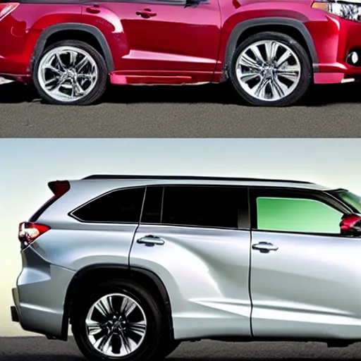 Prompt: a toyota highlander mixed with a camaro