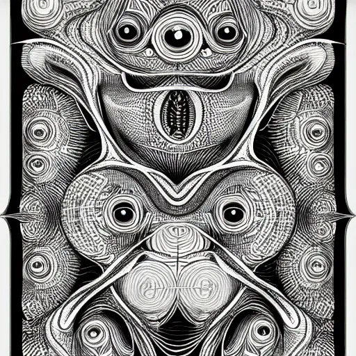 Prompt: a symmetrical portrait illustration of a wise frog black and white hand drawn sketch on artstation 4 k intricate extremely detailed digital art by alex grey