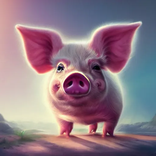 Image similar to cute pig, fantasy art, concept art, computer art, high detail, 4 k,