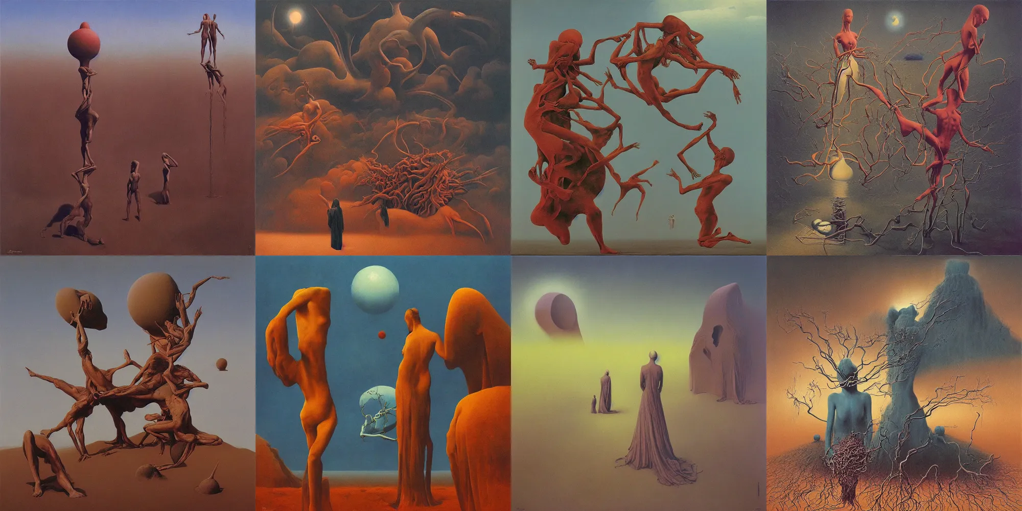 Prompt: Painting, Creative Design, album cover art, surrealist, by Zdzisław Beksiński and storm thorgerson