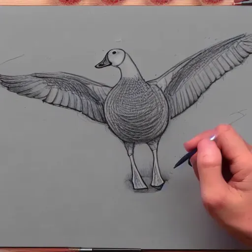 Prompt: goose drawing tutorial. step 5