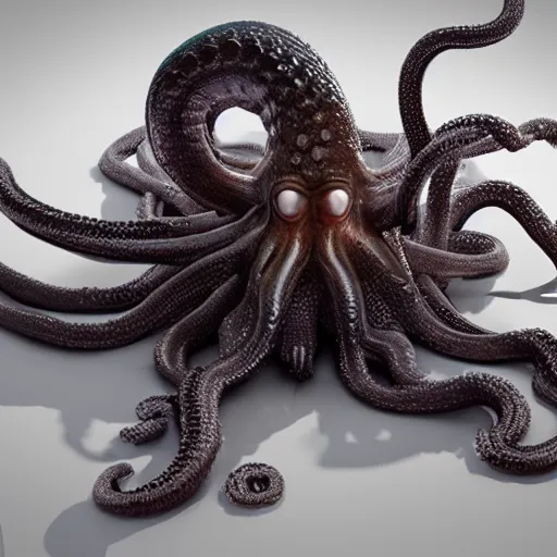 Image similar to giant glistening medusa octopus chimera, dripping mucus, octane render
