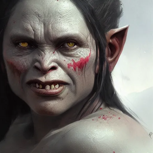 Image similar to portrait of an female orc, Matte painting , detailed painting, greg rutkowski