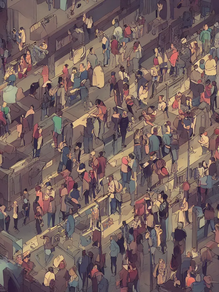 Image similar to packed crowd from overhead by disney concept artists, blunt borders, rule of thirds