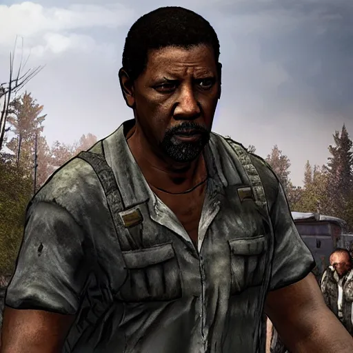 Image similar to denzel washington in walking dead game