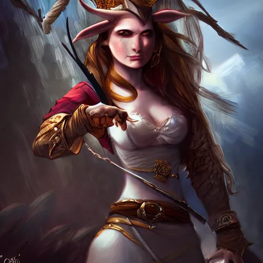 Image similar to portrait of a elven female pirate, fantasy setting, digital art, dramatic lighting, art by jason chan