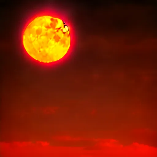 Image similar to gothic building under red sun eclipse from berserk