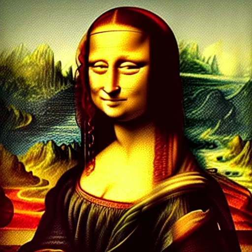 Image similar to the mona lisa as a watercolor painting