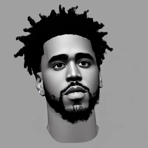 Image similar to 3 d face mesh render of jcole,