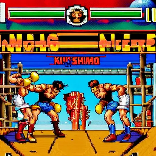 Prompt: kingo fight 9 7 vs street fighter ii