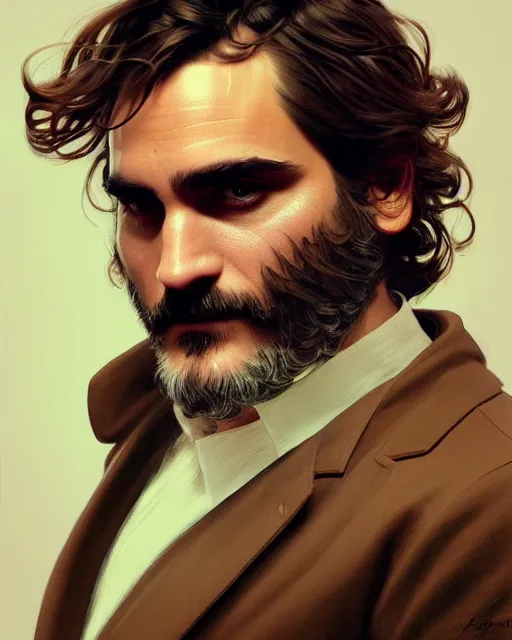 Prompt: painting of joaquin phoenix, decorated, intricate, elegant, highly detailed, digital painting, artstation, concept art, smooth, sharp focus, illustration, art by artgerm and greg rutkowski and alphonse mucha, 8 k