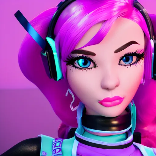 Image similar to still of pretty Jinx (LoL) in KDA music video. 3d render, octane render, game art, realistic, highly detailed, trending on artstation, 4k, trending on artstation, pixar, cgsociety, unreal engine 5, redshift render, trending on artstation, blender, behance, cg