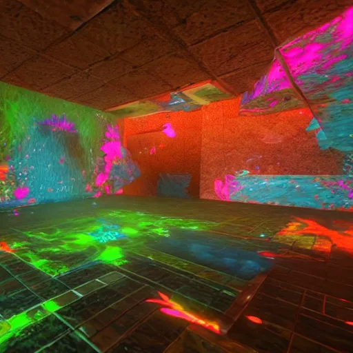 Image similar to psychedelic, melting walls, unreal engine,