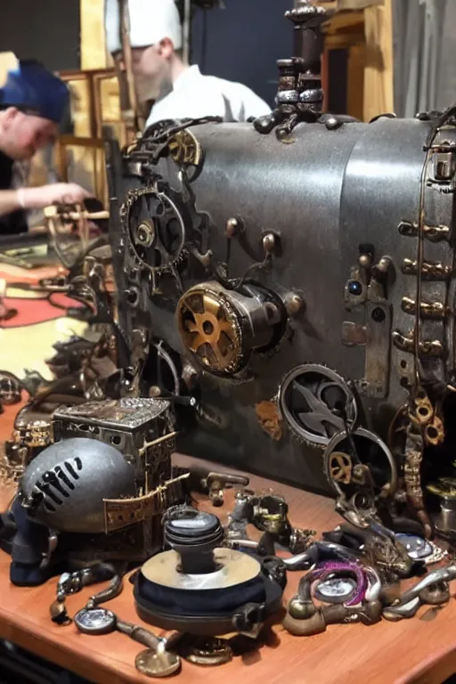 Prompt: A rat engineer with steampunk goggles is building a steam machine