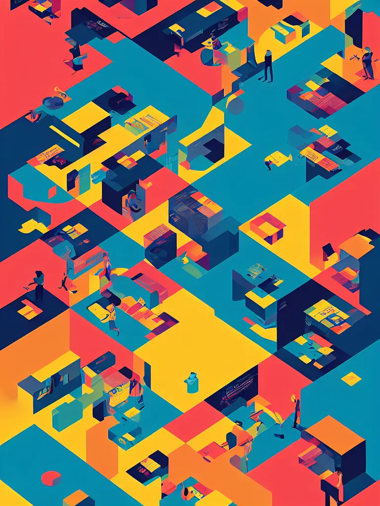 Image similar to editorial illustration book computer palette, dynamic composition, detailed, matte print, dynamic perspective, colorful modern, mads berg