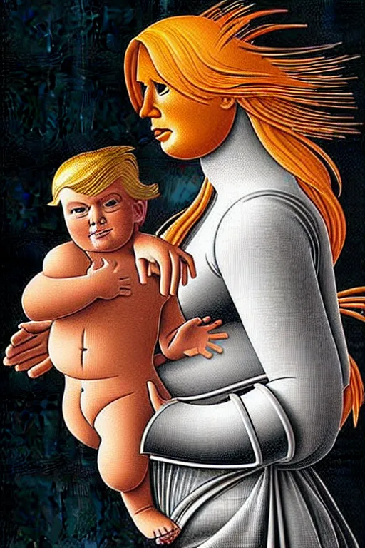 Image similar to Donald Trump and Child in the style of Sandro Botticelli