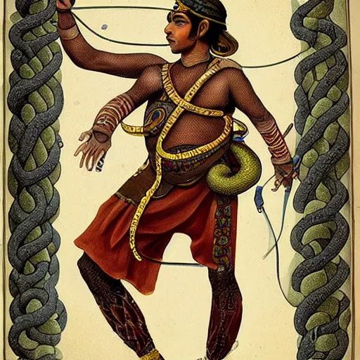 Image similar to A human bard, lower half of his body is snake, like a Naga, Naga-Tirr, Naga-Hakash, snake, mixed with snake