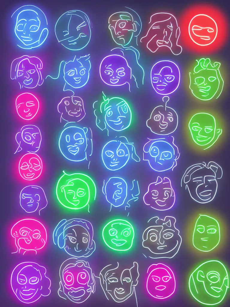 Image similar to neon lit faces staring at orb by disney concept artists, blunt borders, rule of thirds