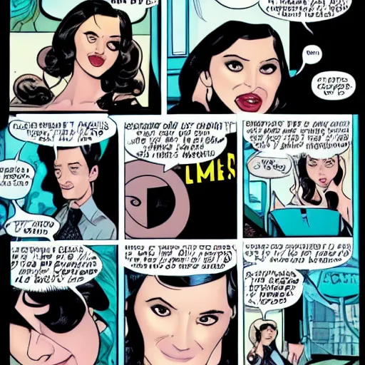 Prompt: a comicbook pane of Kat Dennings as Catwoman, silver age of comics