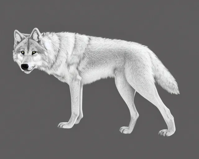 Prompt: professional digital art of a full-body outline of a wolf, very simple, no color, white background, high quality, HD, 8K,