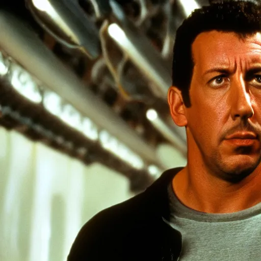 Image similar to adam sandler starting in the terminator movie, movie still, 8 k