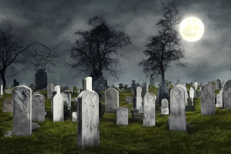 Image similar to the full moon shone brightly on the graveyard as the ghosts started to appear by john bauer, igor morski, danny flynn 8 k 3 d, 8 kresolution