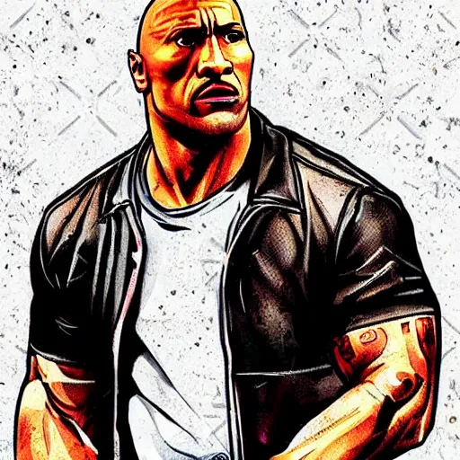 Prompt: Dwayne Johnson in GTA art style