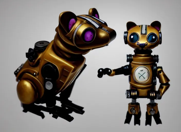 Image similar to futuristic steampunk ferret - shaped pet - robot, steampunk ferret - inspired robot, borderlands - inspired ferret - shaped robot