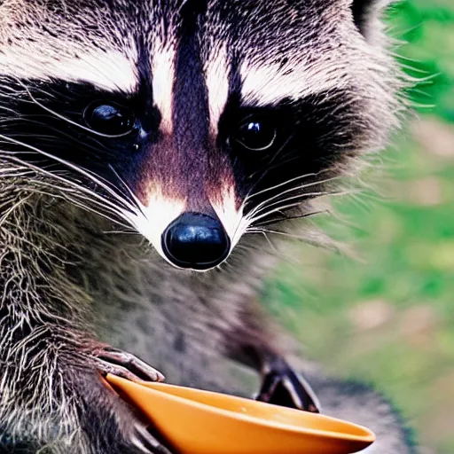 Image similar to raccoon holding a spoon, hd photography