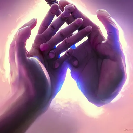 Image similar to glowing hands with fingers floating, eyes in the hand, glowing fingers, violet theme, bright art masterpiece artstation. 8 k, sharp high quality artwork in style of jose daniel cabrera pena and greg rutkowski, concept art by tooth wu, blizzard warcraft artwork, hearthstone card game artwork, human anatomy