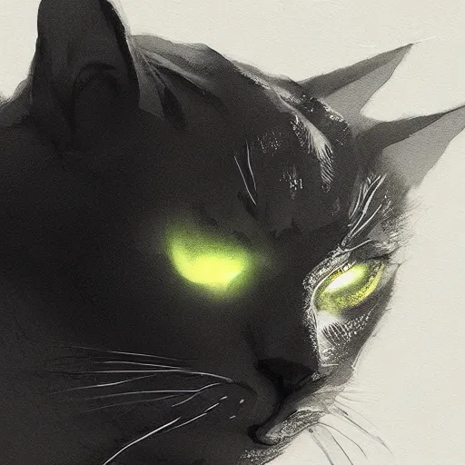 Image similar to close up of a cat's face, dramatic lighting, illustration by Greg rutkowski, yoji shinkawa, 4k, digital art, concept art, trending on artstation