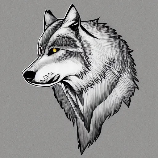 Prompt: wolf template base, digital line-art, full-body sideways view, simple, black and white, high quality, HD, 8K