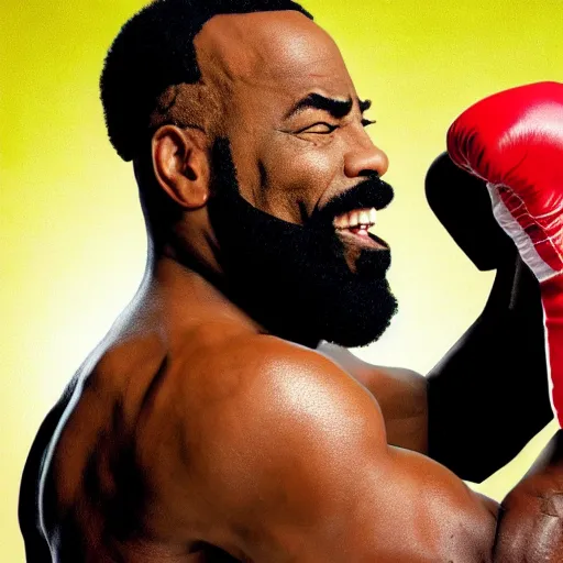 Image similar to wrestlemania mr t getting punched in the face, slow motion, detailed face ripple
