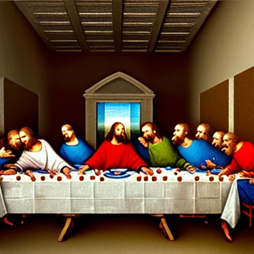 Prompt: the last supper but all characters are previous presidents