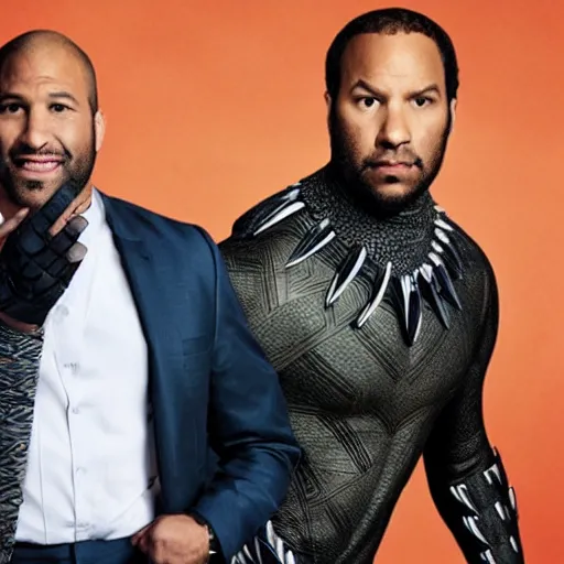 Image similar to key and peele as black panther. professional high budget studio portrait