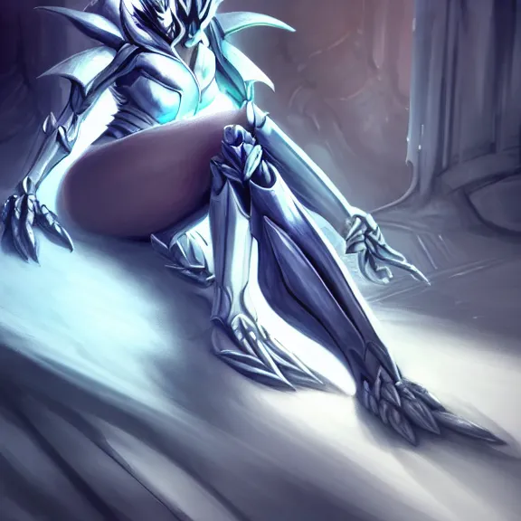 Image similar to very close up foot pov shot, detailed foot shot, feet art pov, hyperdetailed elegant beautiful stunning hot anthropomorphic mecha female dragon giantess laying down showing detailed sharp dragon feet to camera, furry paw pov art, anthro paw art, sharp silver armor, elegant legs, warframe destiny fanart, giantess art, dragon paws, furaffinity, octane