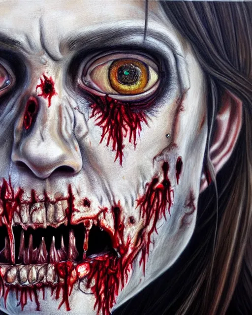 Prompt: a realistic detailed portrait painting of a zombie