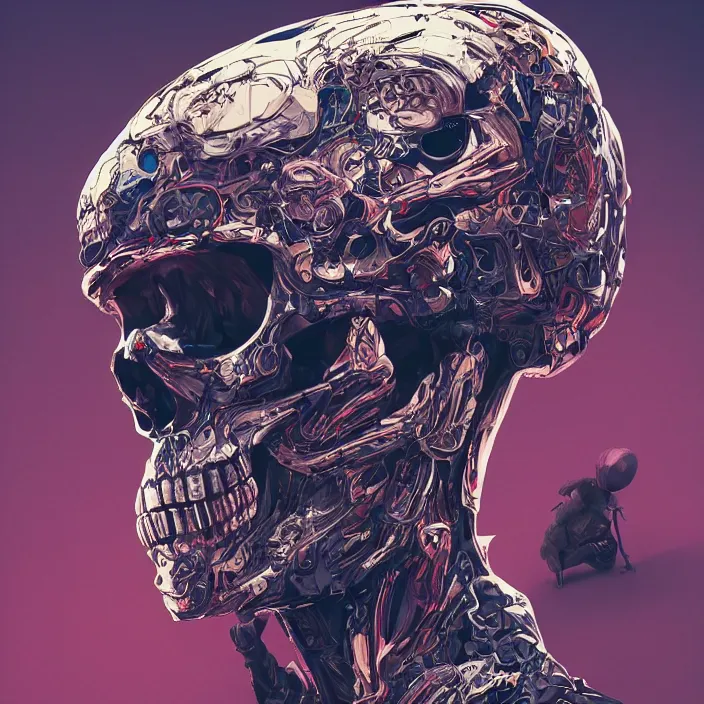 Image similar to portrait of a skull in a racing suit. intricate abstract. intricate artwork. nightmare fuel. by Tooth Wu, wlop, beeple, dan mumford. octane render, trending on artstation, greg rutkowski very coherent symmetrical artwork. cinematic, hyper realism, high detail, octane render, 8k, iridescent accents