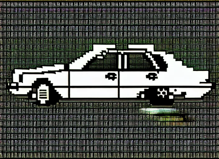 Prompt: synthesized hologram aiburning wrecked mercedes 1 2 4, pixelart, monochrome gameboy!!, award winning. dramatic. trending on artstation, low resolution sync