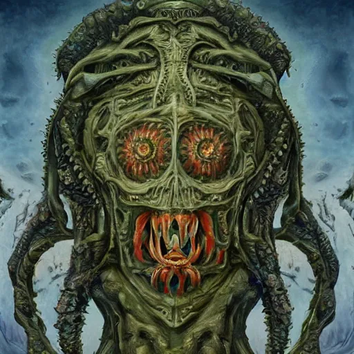 Prompt: mikhail gorsheniov became bloody ugly lovecraftian degenerate abomination, photo - realistic, color image, 2 k, highly detailed, occult art, fractal structure