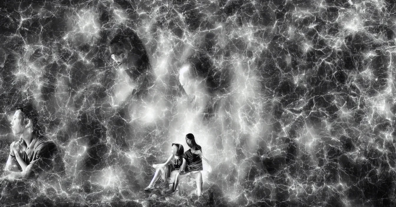 Prompt: human egos trapped in the illusion of physical reality, sitting in a front of wide screen of life, where the light of consciousness show them meaning of everything, realistic image full of sense of spirituality, life meaning, meaining of physical reality, happy atmosphere, by YONG ZHANG, ARKADY BABICH, LINDA BESSE, WEI SUN, VERA UTEKHINA, HENDERIKUS “HARRIE” G.A.M. VONK, AVADKA COLEZ, CHAITALI. V. PURUSHOTHAMAN, EDI MATSUMOTO, TANIA VOLOBUEVA, super detail