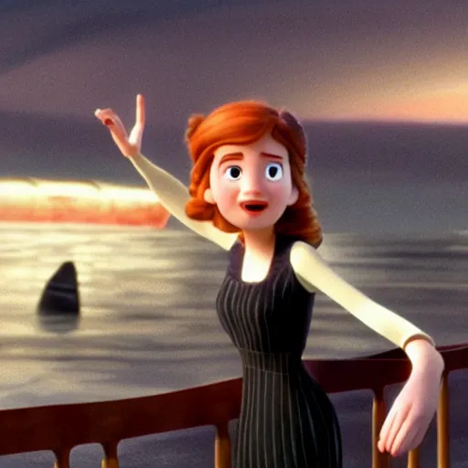 Prompt: titanic pixar animation