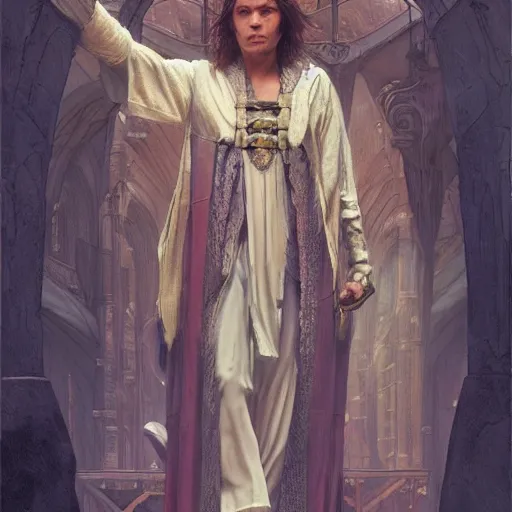 Prompt: Frank Dillane as an elf wearing an open robe, D&D, fantasy, intricate, cinematic lighting, highly detailed, digital painting, artstation, concept art, smooth, sharp focus, illustration, art by Artgerm and Greg Rutkowski and Alphonse Mucha