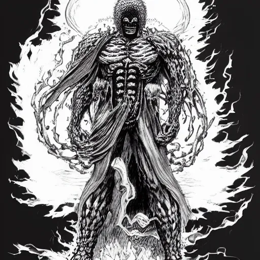 Image similar to Now I am become death, the destroyer of worlds. by kentaro miura, by kim jung gi